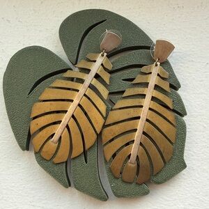 Noonday Gold Leaf Botanical Statement Earrings